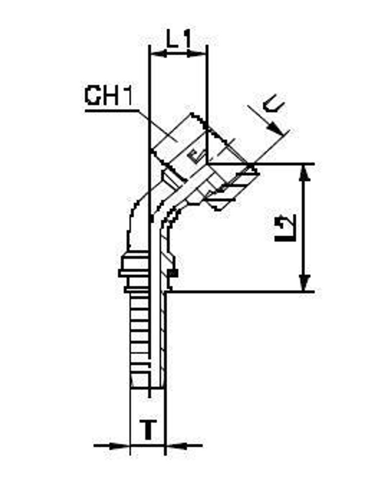 Фитинг DN 10 ORFS (Г) 11/16 (45)