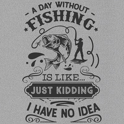 принт PewPewCat A day without fishing черный на серую меланж футболку