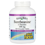Natural Factors, Stress-Relax, Suntheanine, L-теанин, 100 мг, 120 жевательных таблеток