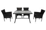 Набор мебели Garden Story Аскер 5 уп.(4 Стул Garden Storyа Аскер с под.+стол 120см, каркас черн, ротанг черн.)