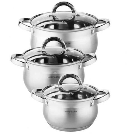 Hoffmann 5204 Кастрюля со стеклянной крышкой нерж.сталь 2,8л (18см)