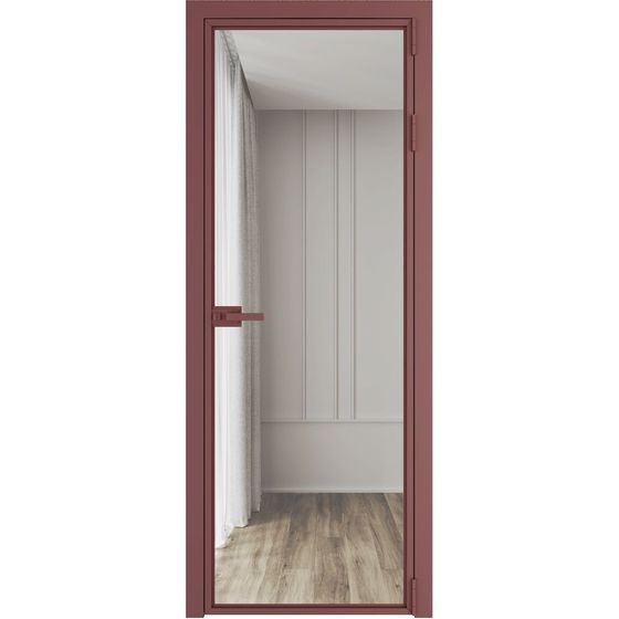 Алюминиевая дверь 1AХ красный антрацит стекло прозрачное