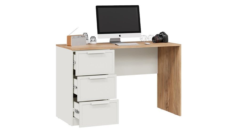 Стол письменный с ящиками Серый вулкан/Фон Серый/Яблоня Беллуно 120х50х75 см