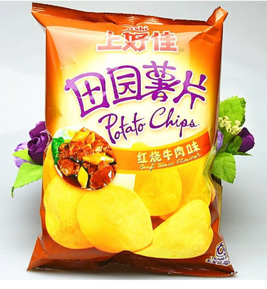 Чипсы картофельные  со вкусом тушеной говядины  Shanghaojia 50г