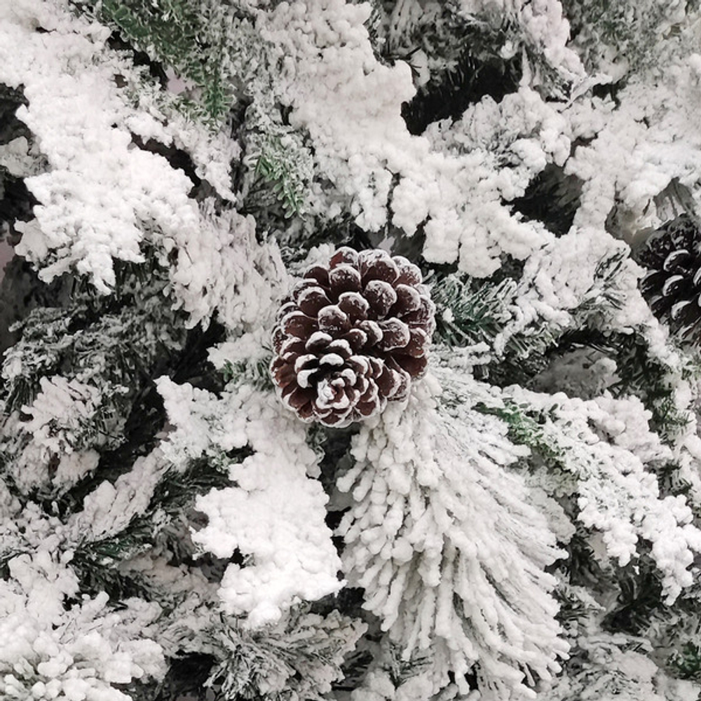 Ёлка «Кружевница» 300 см, ПВХ+леска с шишками белая снежная посыпка (1436 веток)