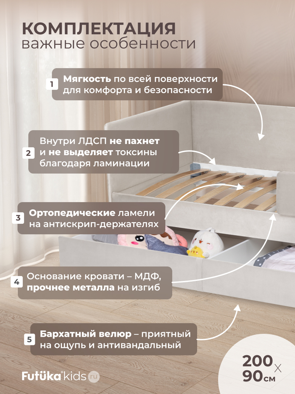 Диван - кровать Simple 200х90 см ткань Микровелюр