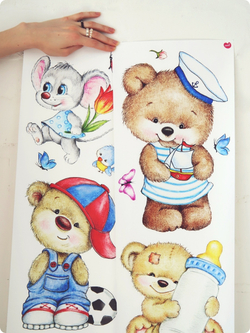 Интерьерные виниловые наклейки большие воздушные шары на стены в детскую, дома, облака, пейзаж