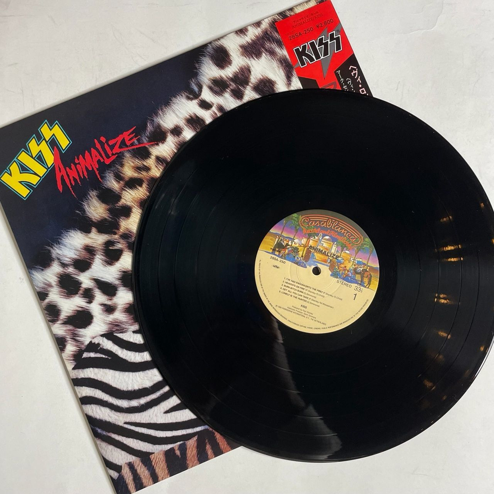 Винтажная виниловая пластинка LP Kiss Animalize (Japan 1984) (Obi)
