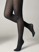 CONTE FETE Колготки женские с ажурным геометрическим рисунком и цветным люрексом