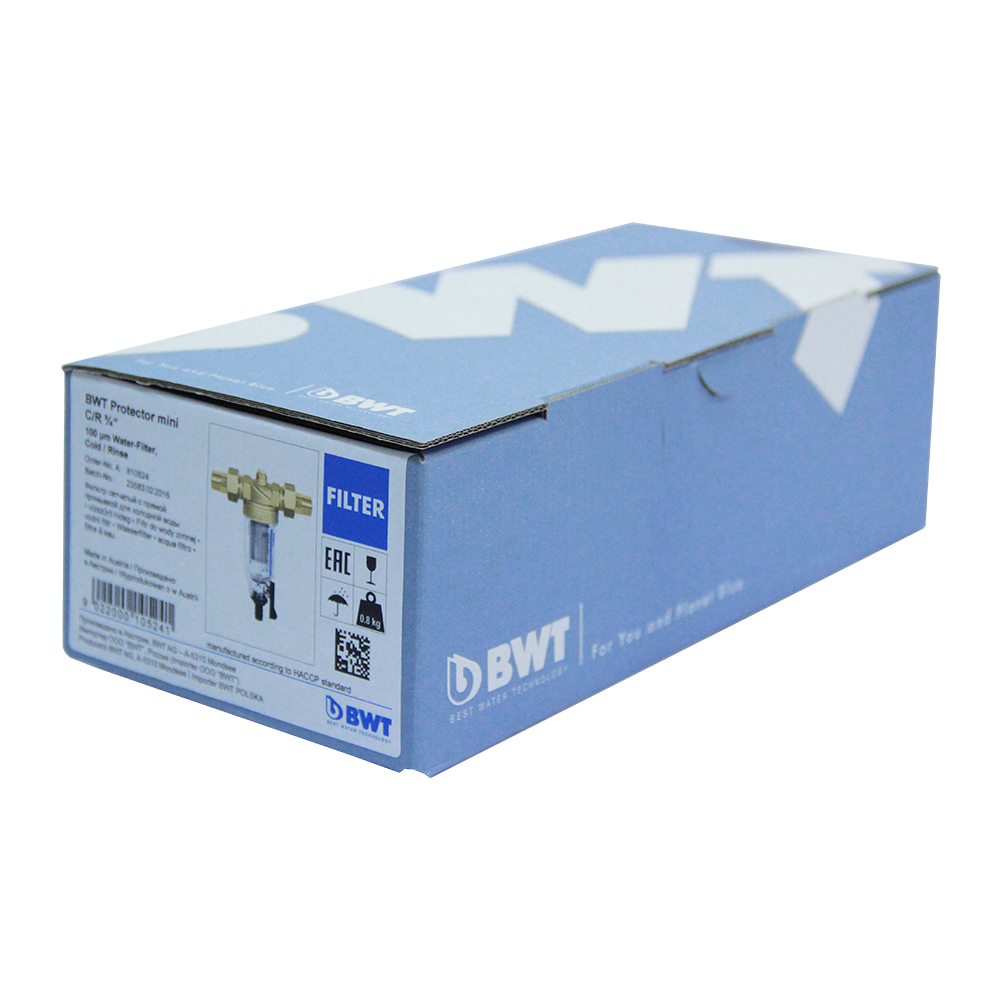Магистральный фильтр BWT Protector Mini для горячей воды 3/4", прямая промывка