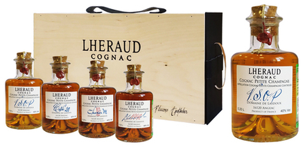 Коньяк Набор Lheraud Cognac VSOP, Cuvee 20, XO, 1990 4x п/уп (дерево), 0.2 л