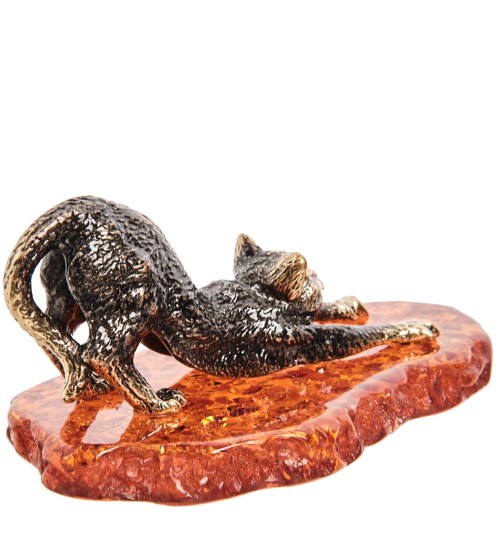 AM-1035 Фигурка «Кот» (латунь, янтарь)