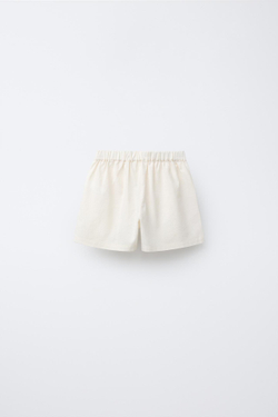 ZARA ШОРТЫ-БЕРМУДЫ С ВЫШИВКОЙ, ЭКРЮ
