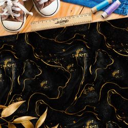 Ткань шелк Армани жидкое золото на чёрном фоне