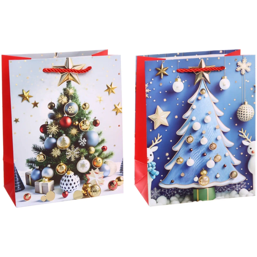 Пакет подарочный «Елочные игрушки» 23*18*10 см, микс