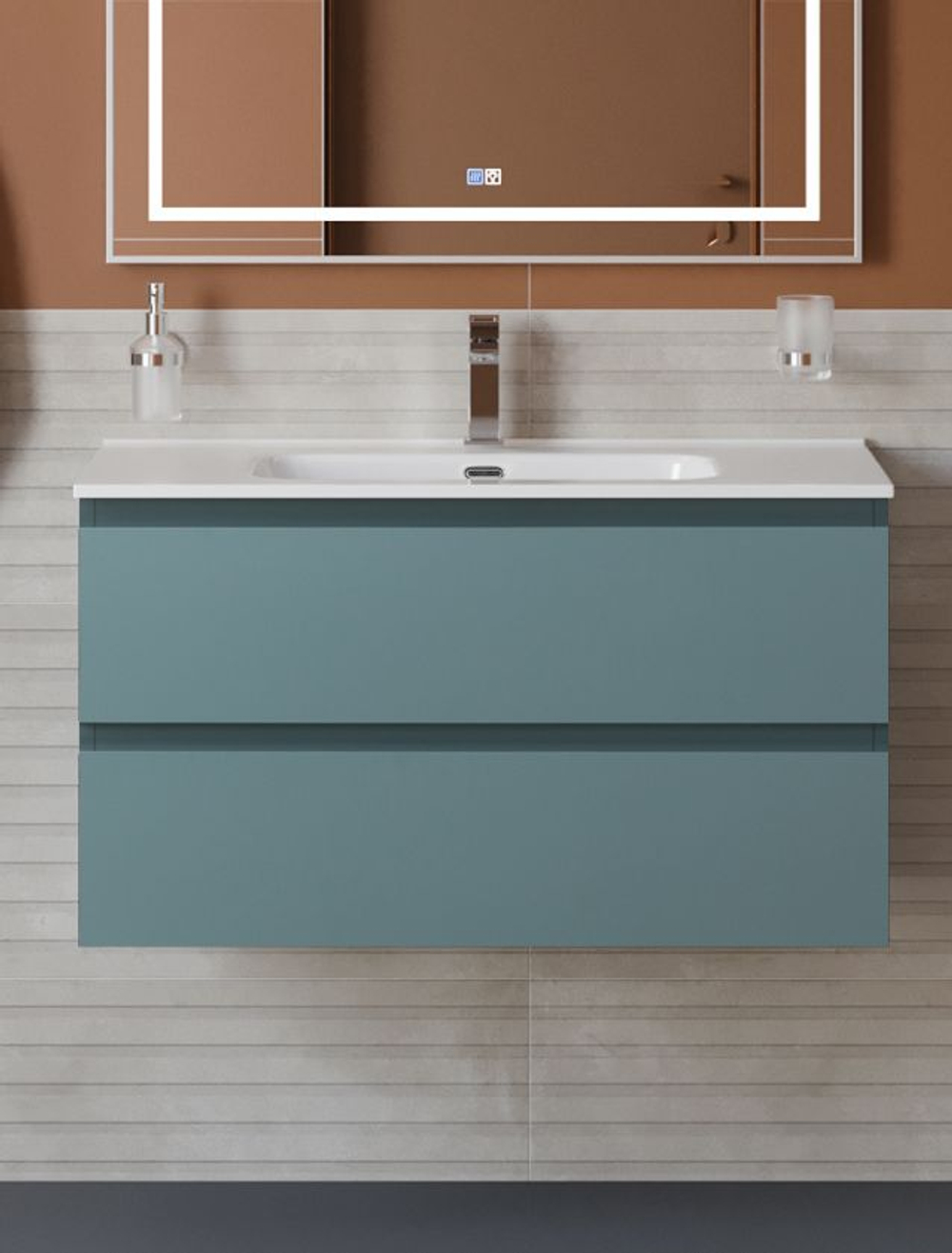 Тумба с раковиной подвесная BelBagno KRAFT-800-2C-SO-AO Голубой матовый, раковина белая BB800ETL