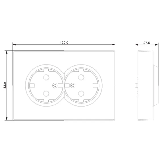 Donel S08 черный графит накладка для розетки 2-й с заземлением, со шторками 16A 250 В~,серия DB