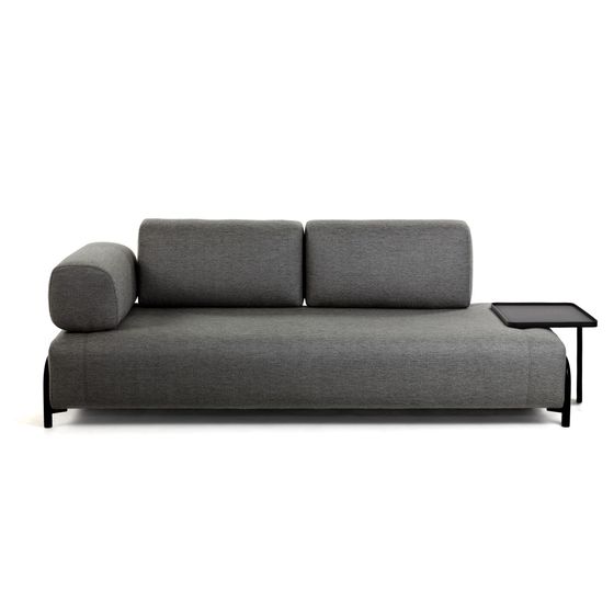 Трехместный диван Compo с большим подносом, темно-серый