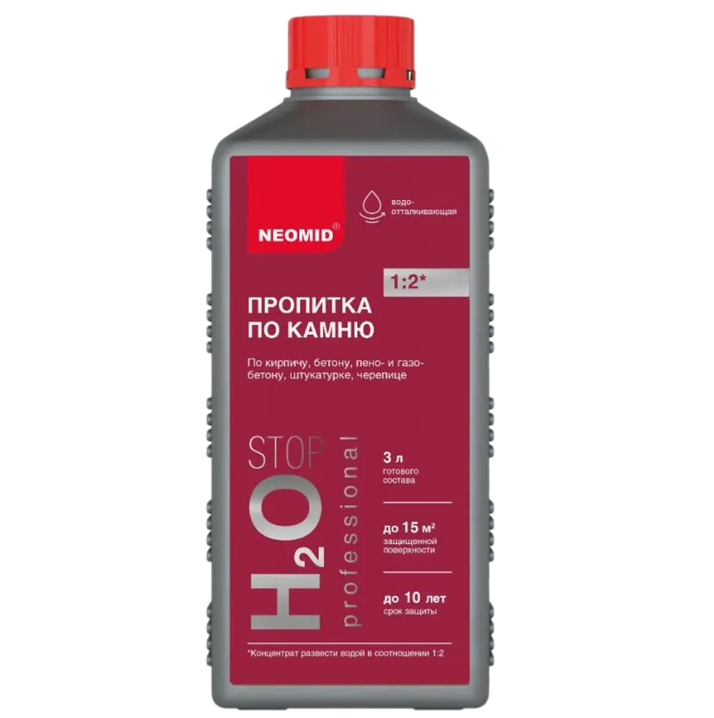 ГИДРОФОБИЗИРУЮЩИЙ ПРЕПАРАТ,КОНЦЕНТРАТ 1:2 НЕОМИД Н2О-СТОП (1Л)