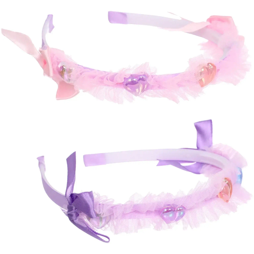 Ободок для волос детский «БАМБИ БУМ», сердечки, цвет розовый, лавандовый и голубой, 1.5см