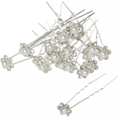 Шпильки для волос в тубе 20шт «Hair Beauty», цветочек с жемчугом, цвет как на фото, d-1см