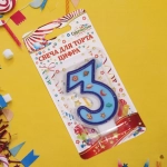 Свеча для торта Цифра Космос «3» 6 см
