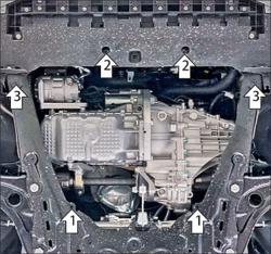 Защита картера двигателя, КПП. 1,5 мм, Сталь. для Lada Iskra 2025-н.в., Motodor.52101