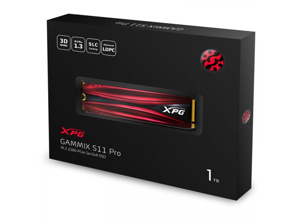 SSD накопитель ADATA XPG Gammix S11 1ТБ, M.2 2280, PCIe 3.0 x4, NVMe [AGAMMIXS11P-1TT-C]