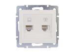 Lezard Rain Белый Розетка Механизм телефонная + компьютерная СП 703-0288-143