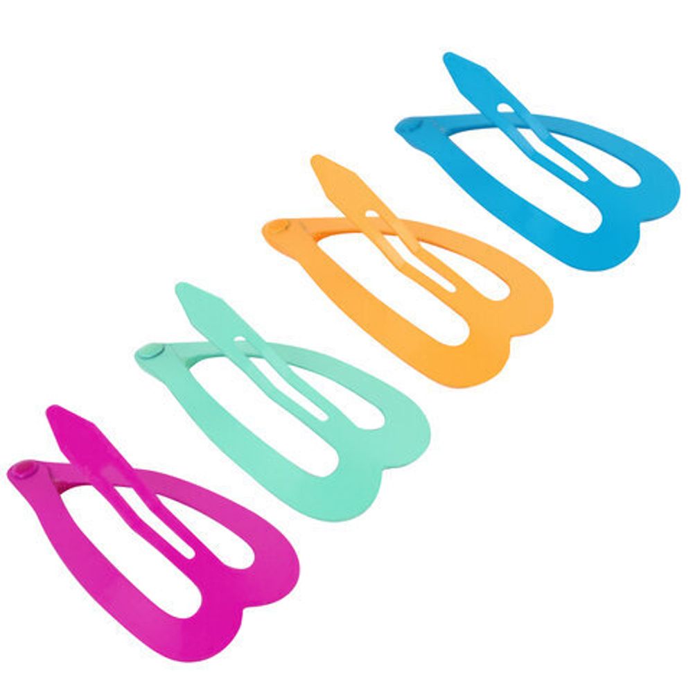 Заколки для волос НАБОР 4 шт., 3,5 см, клик-клак, сердечки, глянцевый, разные цвета, MONTE VITA, 457082