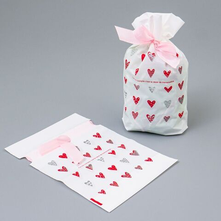 Мешок подар. ПВХ лентой 12*18см "Сердца" 50шт/уп