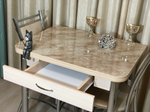 Раскладной стол с ящиком Wide beige marble