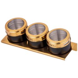 НАБОР ДЛЯ СПЕЦИЙ AGNESS 4 ПР."ЧЕРНОЕ ЗОЛОТО" НА МАГНИТАХ, В Т.Ч. МЕТАЛ.ПОДСТАВКА 20*6*5 СМ