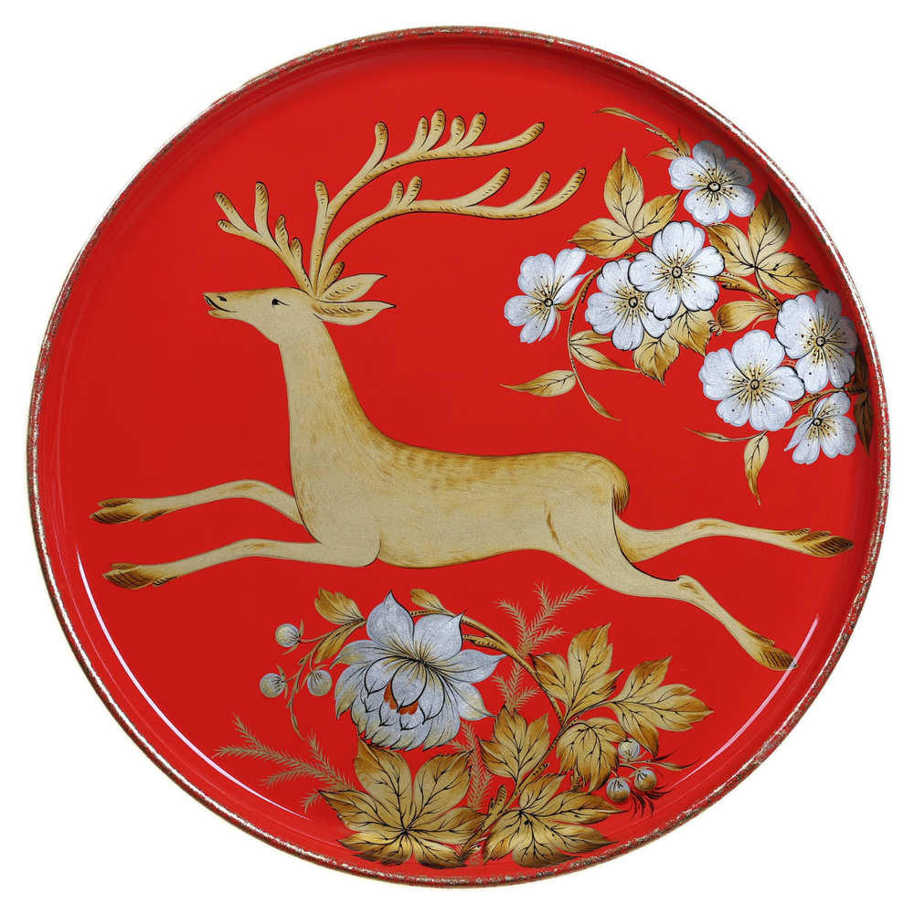 Уникальный жостовский поднос декоративный, размер 37 см (), металлический