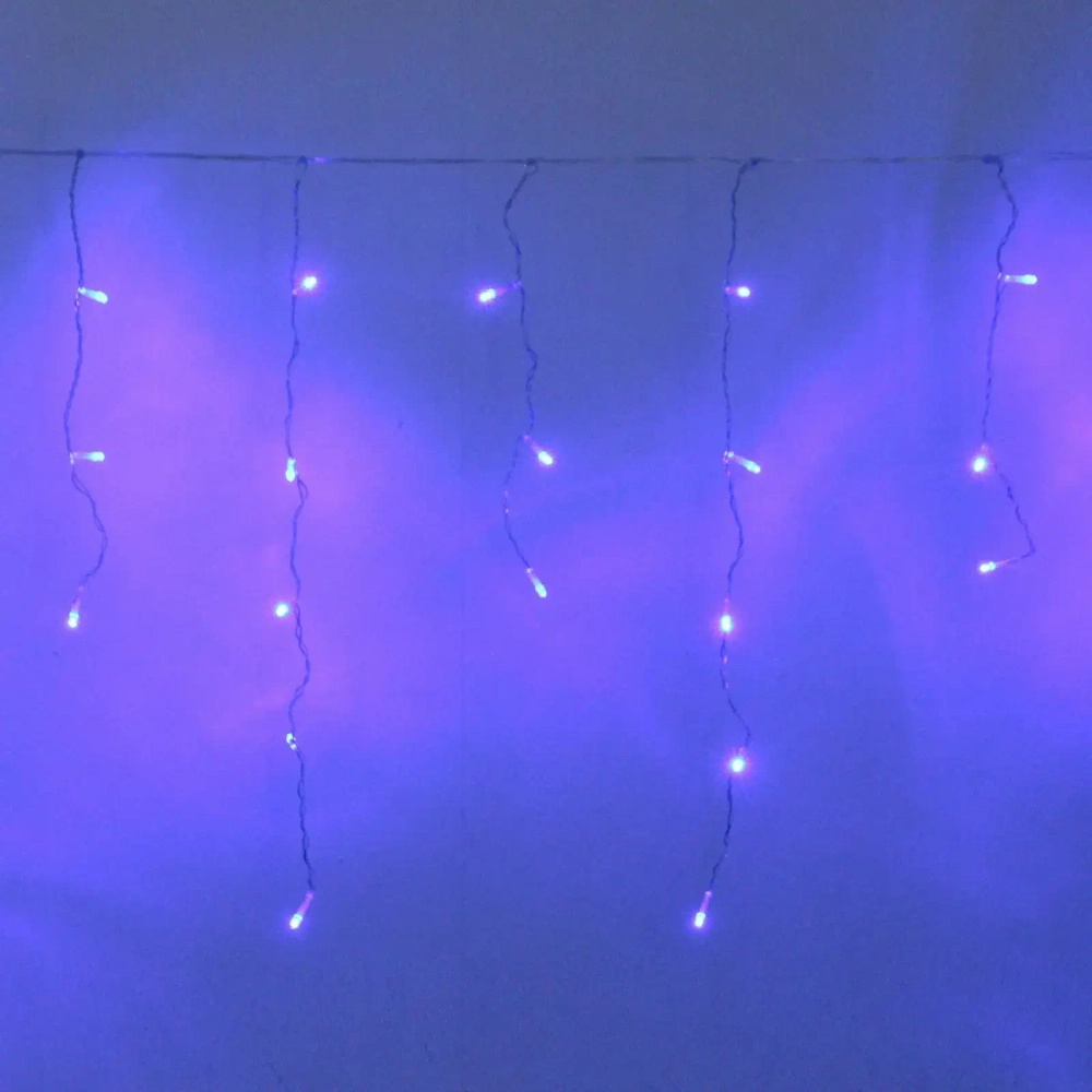 Гирлянда для дома БАХРОМА ш1,5м* в30/50см 48 ламп LED, прозрачн.провод, 8 реж, IP-20, Синий