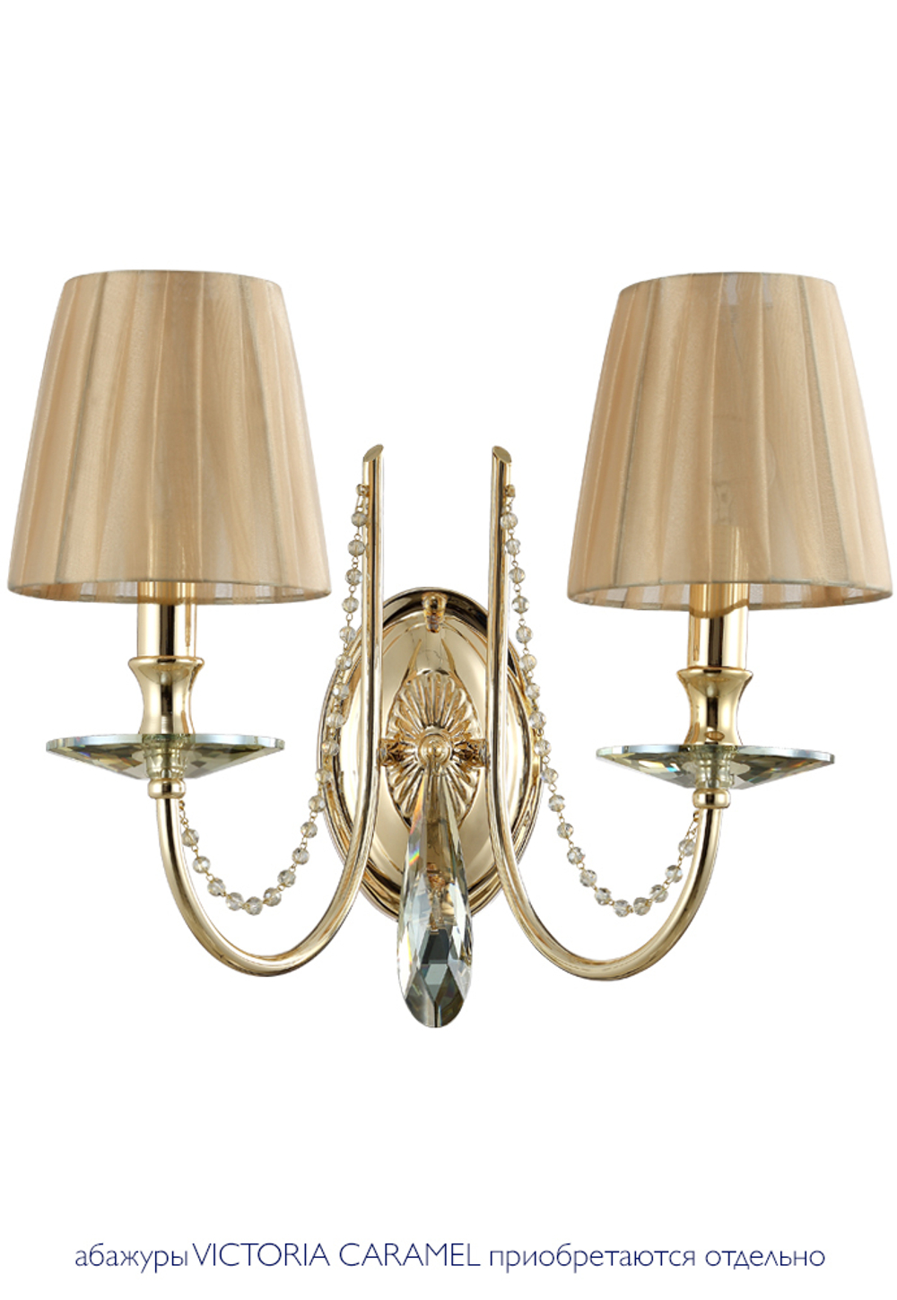 Бра Crystal Lux VICTORIA AP2 GOLD/AMBER