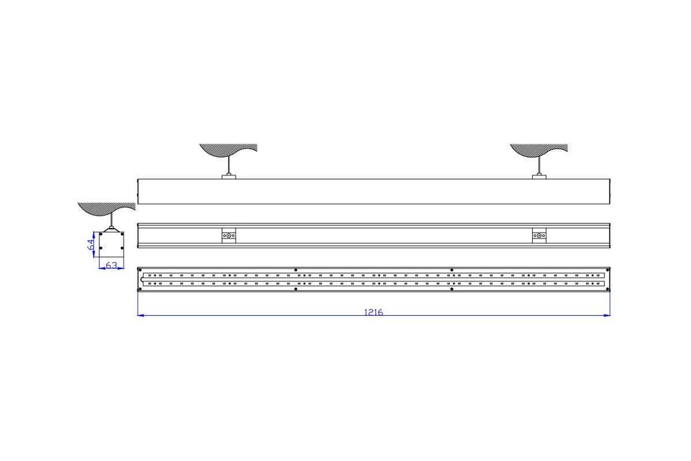 Светильник LED линейный СЛИМФЛЕШ VS310 54W-7250Lm 5000К Микропризма IP40 с БАП на 1ч 1230х66х65мм