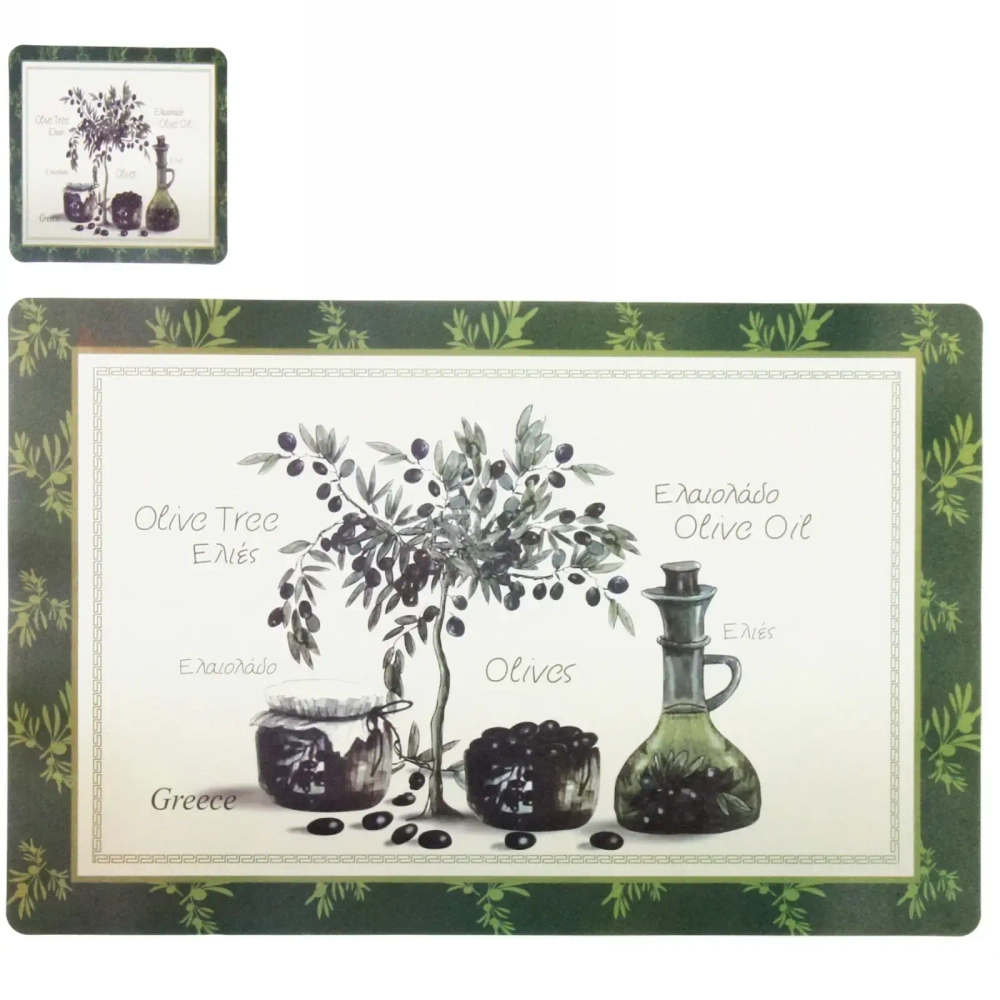 Салфетка на стол 43*28см в наборе 6+6шт «Масло оливы»