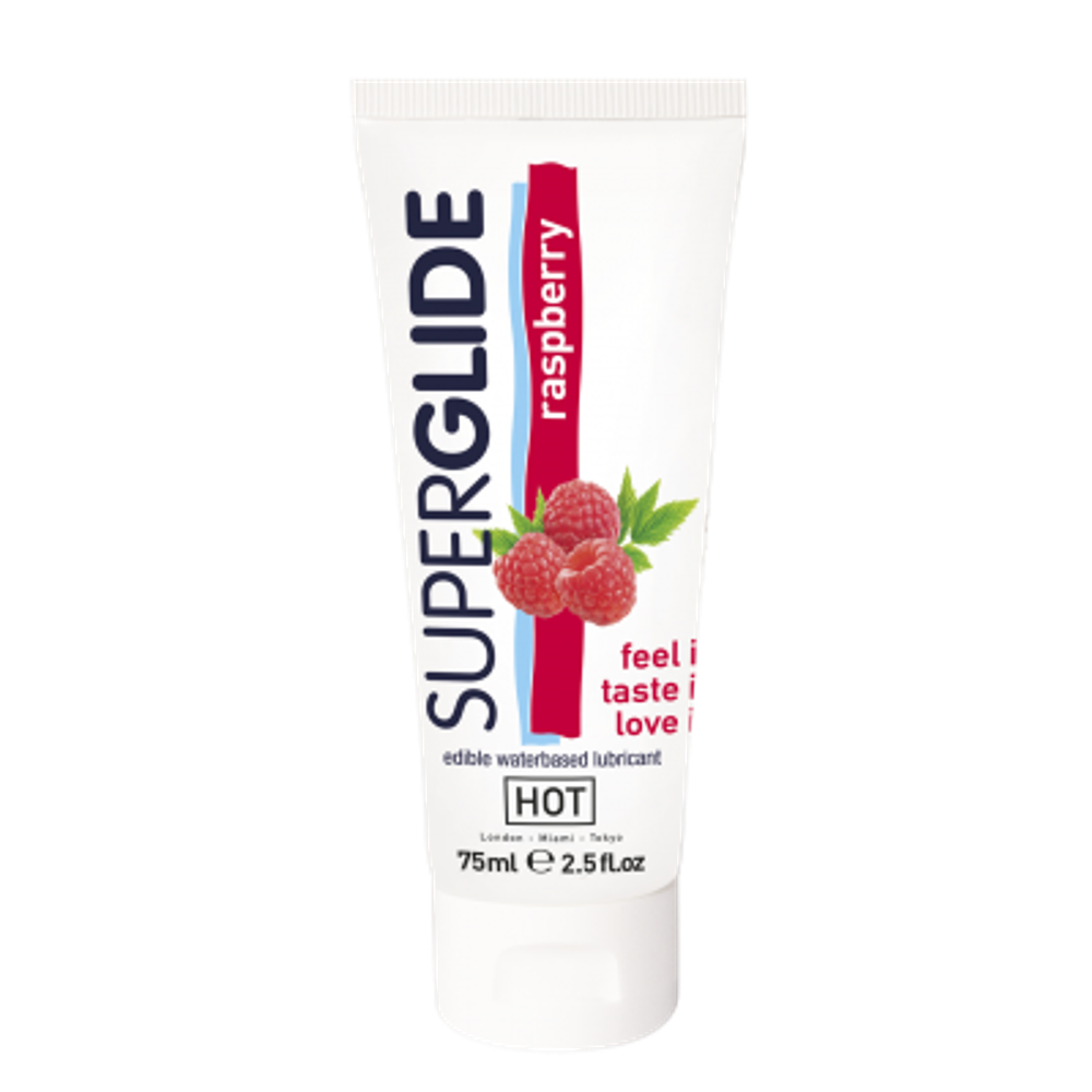 HOT Superglide - Смазка съедобная на водной основе со вкусом малины, 75мл