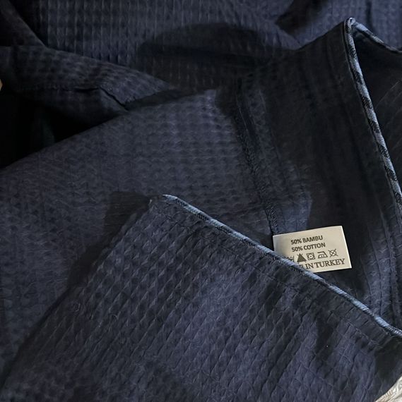 Вафельный мужской халат 12680 синий NUSA Турция