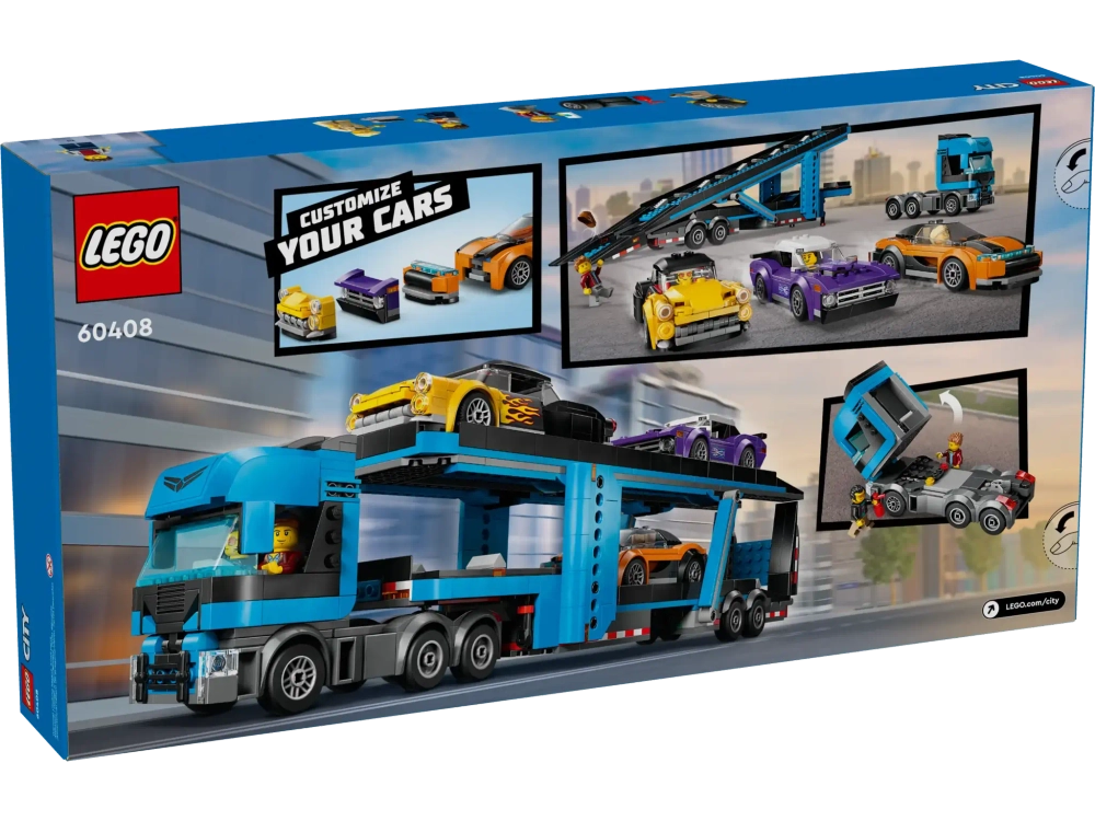 Конструктор LEGO City 60408 Грузовик-автовоз со спортивными автомобилями