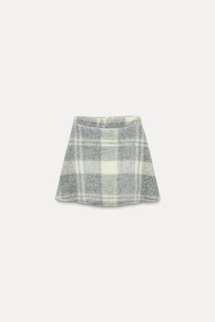 ZARA КОРОТКАЯ ЮБКА ИЗ МЯГКОЙ ТКАНИ В КЛЕТКУ, ОТТЕНКИ СЕРОГО