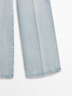 Massimo Dutti Джинсы-палаццо с высокой талией, светло-голубой