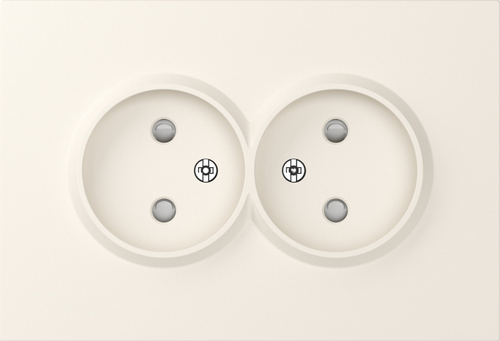 Накладка для розетки 2-й без заземления, со шторками 16A 250 В~, матовый кремовый, серия A07