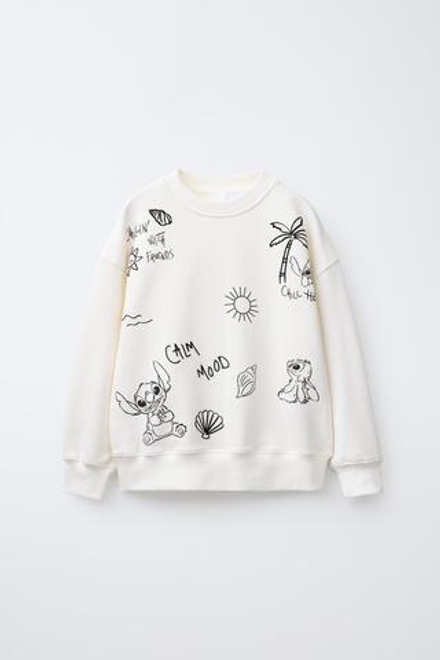 ZARA ТОЛСТОВКА С ПРИНТОМ LILO & STITCH © DISNEY, ЭКРЮ