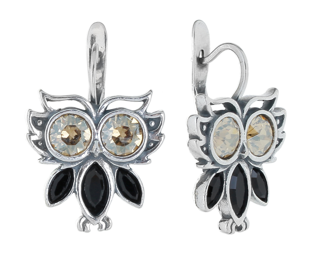 "Рююо" серьги в серебряном покрытии из коллекции "Bubo" от Jenavi  с английским замком