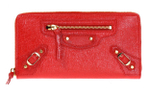 Balenciaga Zip Closure Sheepskin Clutch Women"s Red