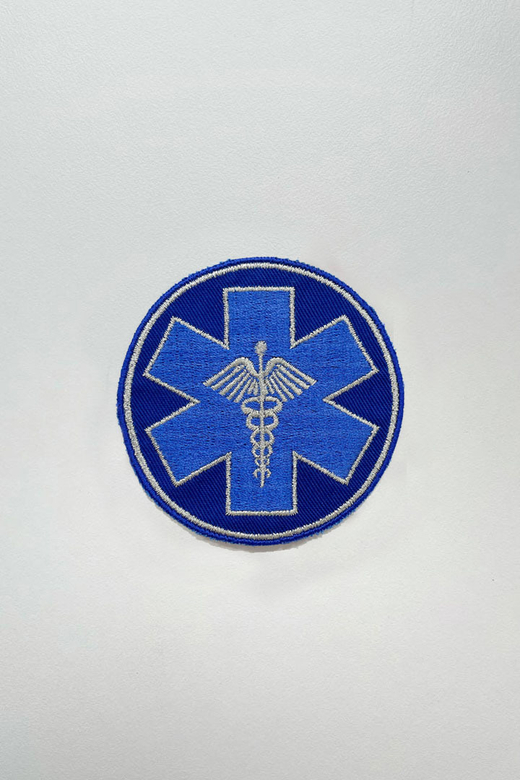 Нашивка Звезда жизни - Кадуцей ( круг 7 см)