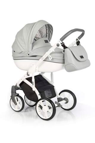 Детская коляска Roan Bass Soft 3 в 1 New 2019 эко-кожа (Серый) Dove White