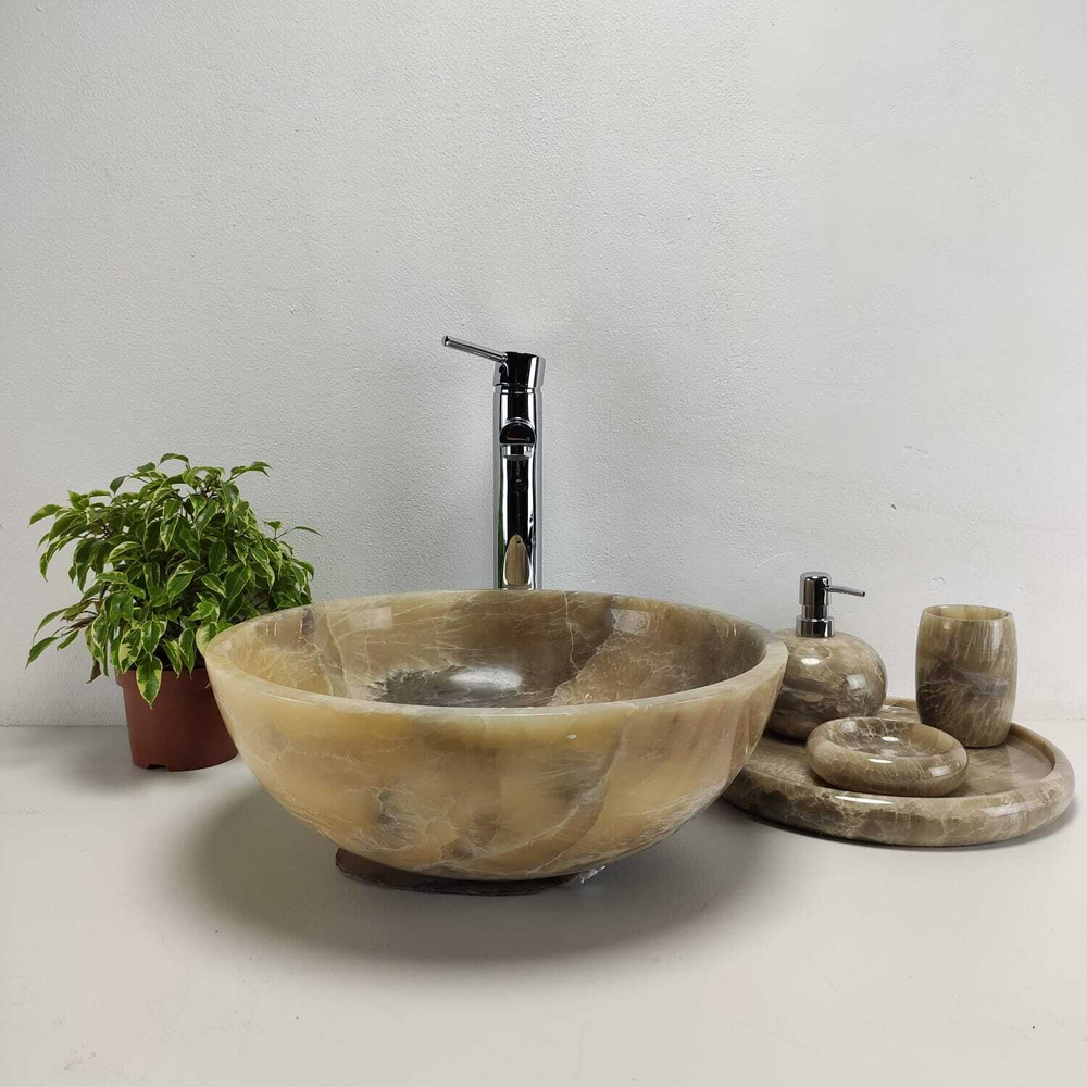 Раковина из оникса Bowl Grey Small TinLip BO-71033 40*40*15